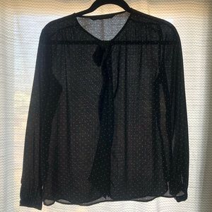 Zara basic polka dot neck tie blouse